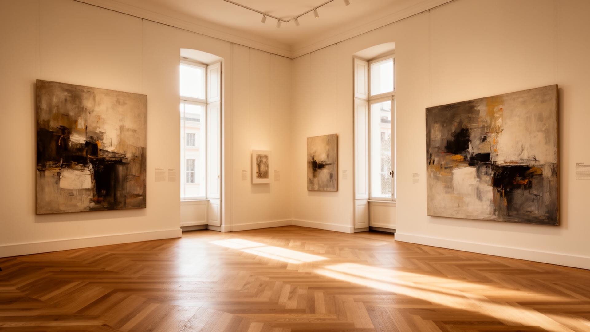 Galerieraum mit kuratierter zeitgenössischer Kunst